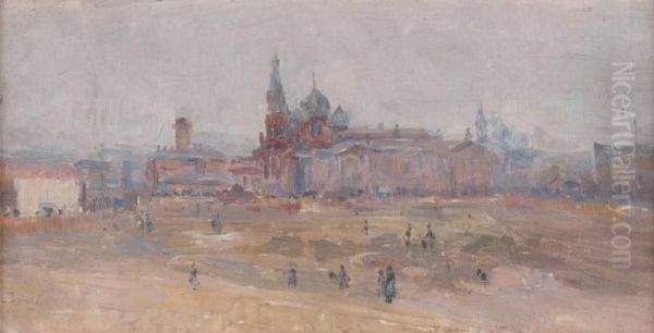 Vue De La Place Rouge A Moscou Oil Painting by Elie Anatole Pavil