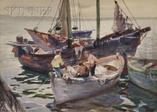 Boats At Rest Oil Painting by Vladimir Pavlosky