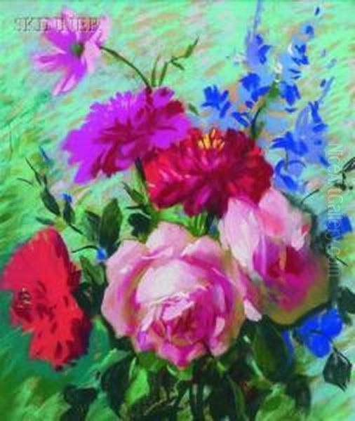 Bouquet Offlowers Oil Painting by Vladimir Pavlosky