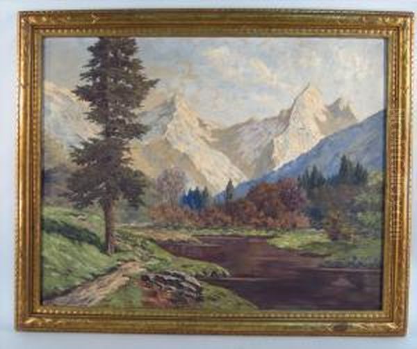 Mountain Landscape With River Oil Painting by Edgar Alwin Payne