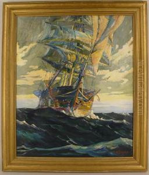 Ship At Sail Oil Painting by Harry Payne