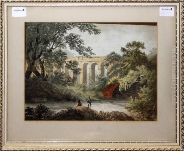 Fishermen By An Aqueduct Oil Painting by William Payne