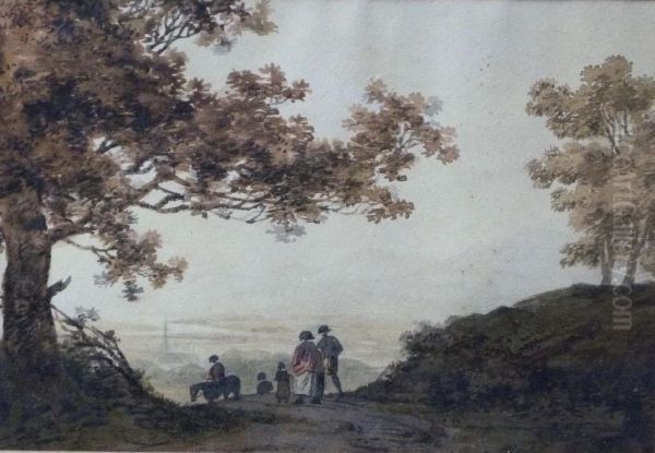 Figures And Horse On A Country Path Oil Painting by William Payne