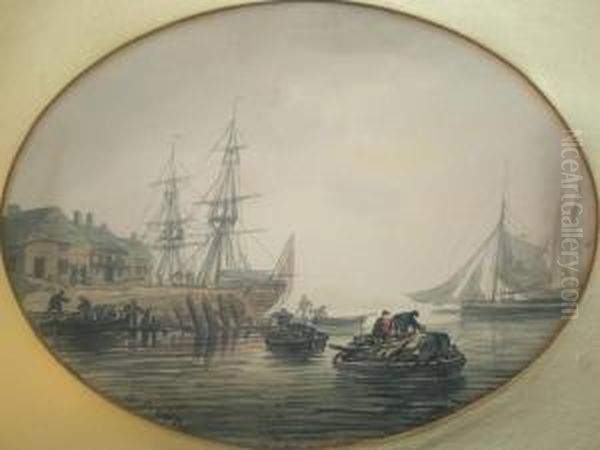 Vessels And Small Boats In Coastal Waters Oil Painting by William Payne