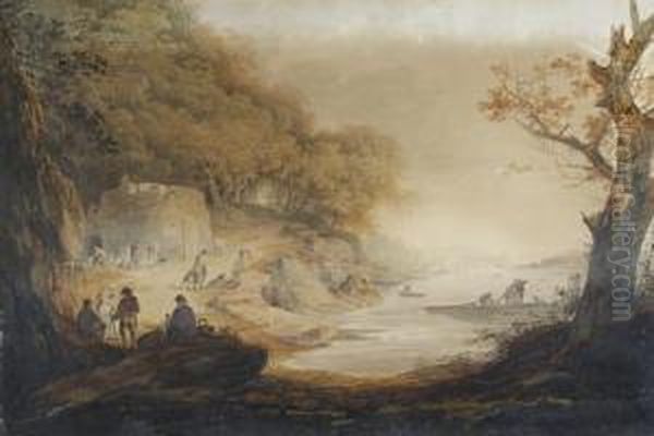 View Of Lime Kiln At Crabtree Opposite To Saltram, Devon Oil Painting by William Payne