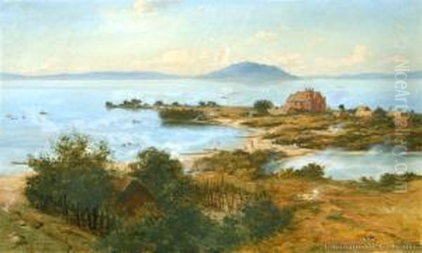 Ohinemutu, Lake Rotorua Oil Painting by Edward William Payton