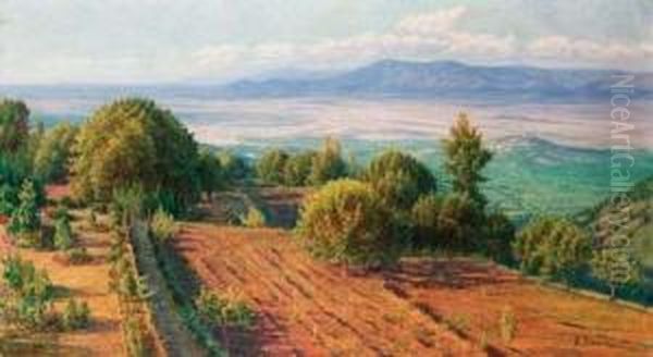 Paesaggio Verso Gli Appennini Oil Painting by Norberto Pazzini