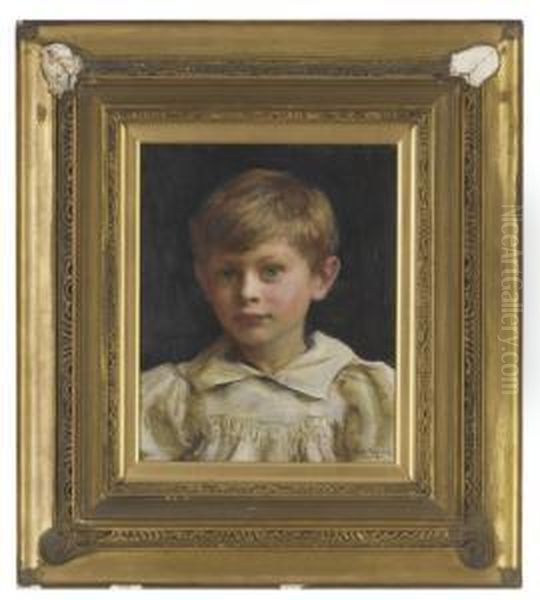 Portrait Of Roderick Peter George Denman (b.1894) As A Boy Oil Painting by Ralph Peacock