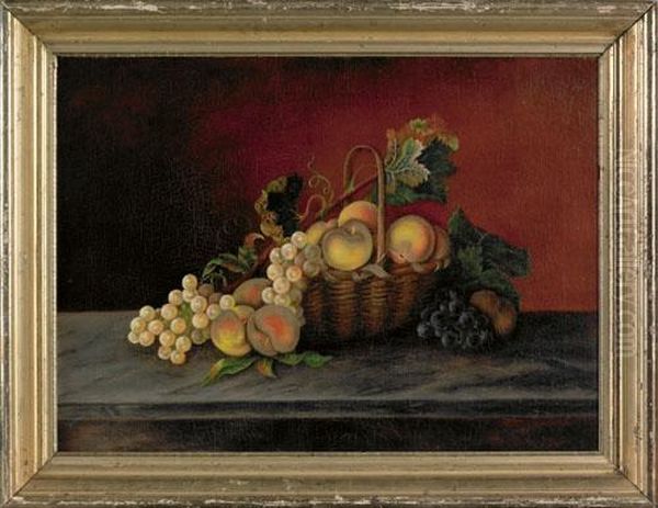 Still Life With A Basket Of Fruit Atop A Marble Pier Table Oil Painting by Mary Jane Peale