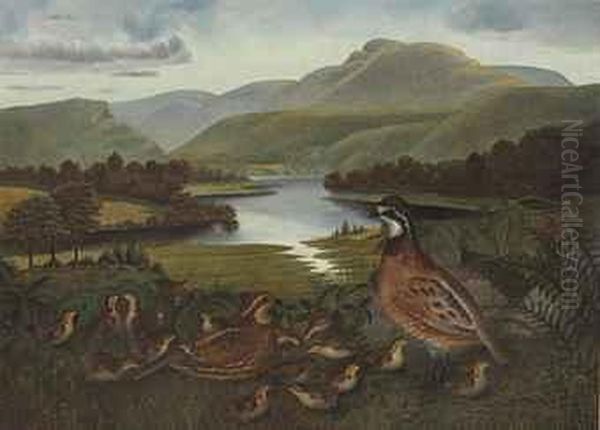 Quail In Landscape Oil Painting by Rubens Peale