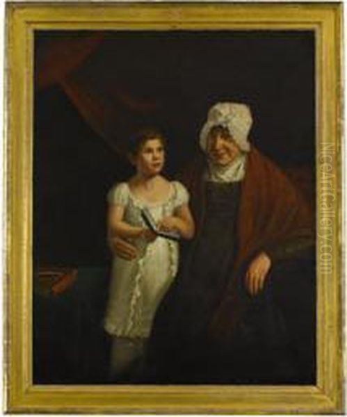 Portrait Of Little Girl And Her Grandmother Oil Painting by Sarah Miriam Peale