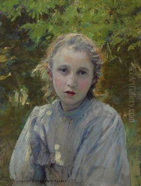 Portrait Of A Young Girl Oil Painting by Charles Sprague Pearce