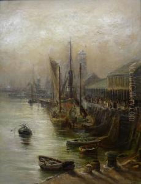 The Fish Pier Scarborough Oil Painting by Robert Pearson