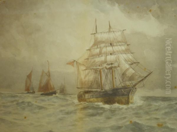 Shipping In Choppy Seas Oil Painting by William Pearson