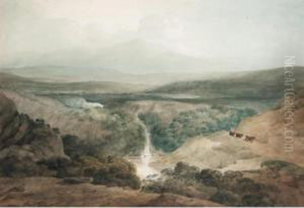 Distant View Of Mount Snowdon Oil Painting by William Pearson