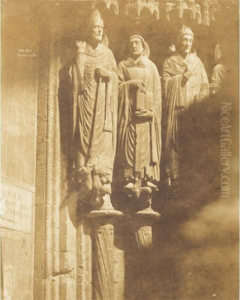 Cathedrale De Chartes, Details De Porches Oil Painting by Emile Pec Pecarrere