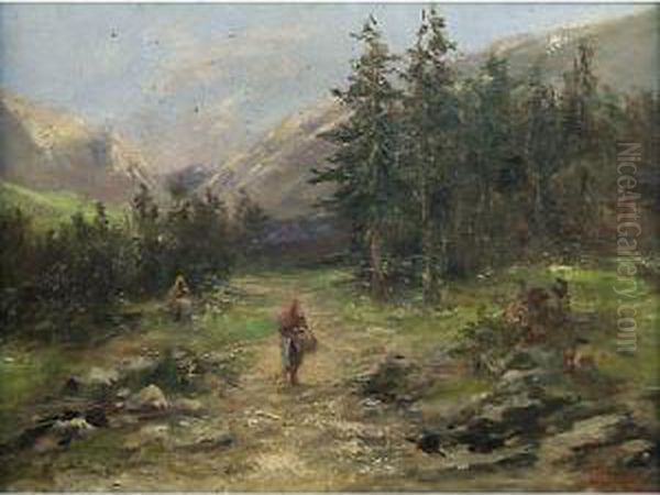 Contadine Nel Bosco Oil Painting by Giuseppe Pecenco