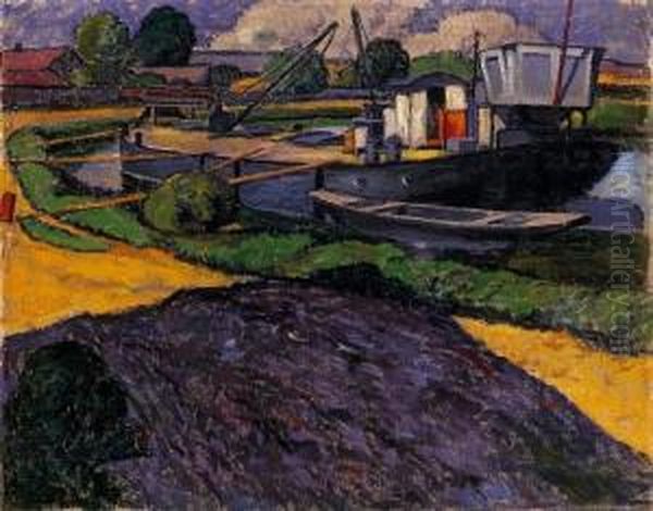 Port, Around 1906-1910 Oil Painting by Jozsef Pechan