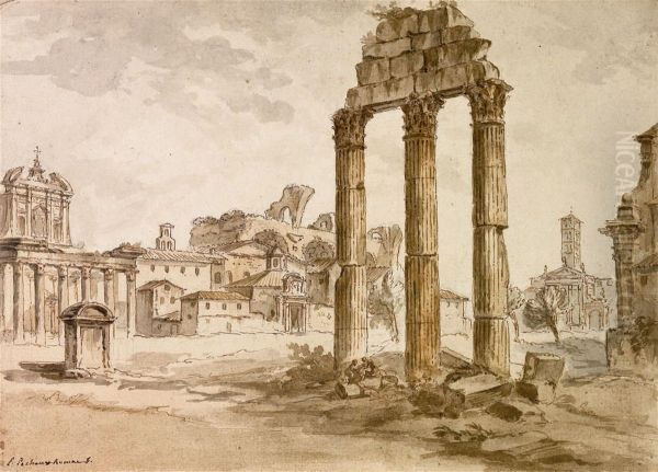 Il Foro Romano Oil Painting by Laurent Pecheux