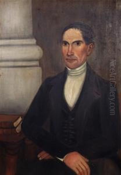 Portrait Of A Gentleman In Black Oil Painting by Sheldon Peck