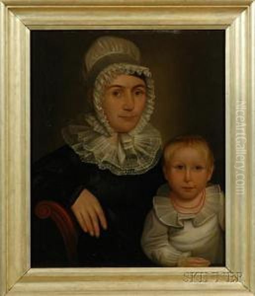 Portrait Of A Mother And Child. Oil Painting by Robert Deacon Peckham