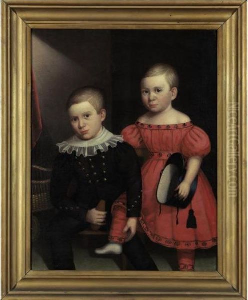 Portrait Of Two Brothers Oil Painting by Robert Deacon Peckham