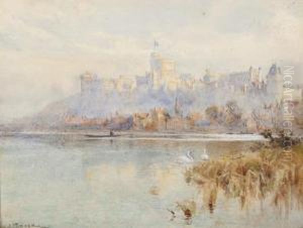 Windsor Castle From The Thames Oil Painting by John Pedder