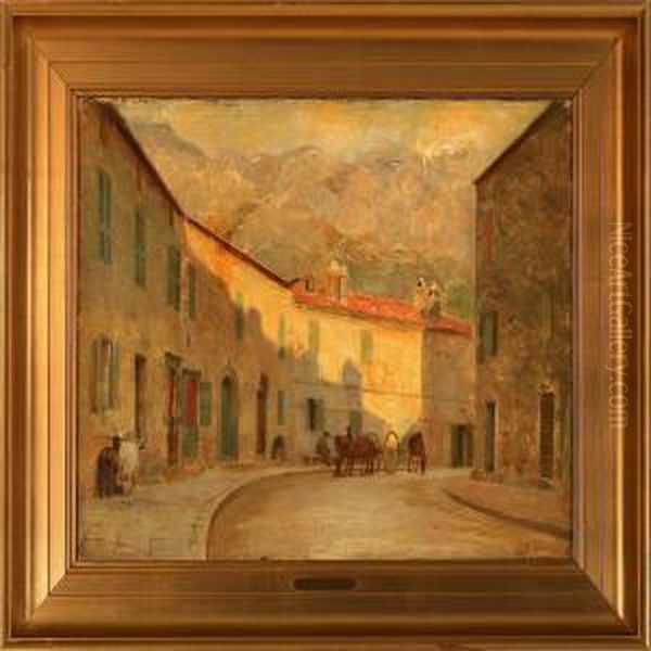 Street Scene From Italy Oil Painting by Ole Pedersen