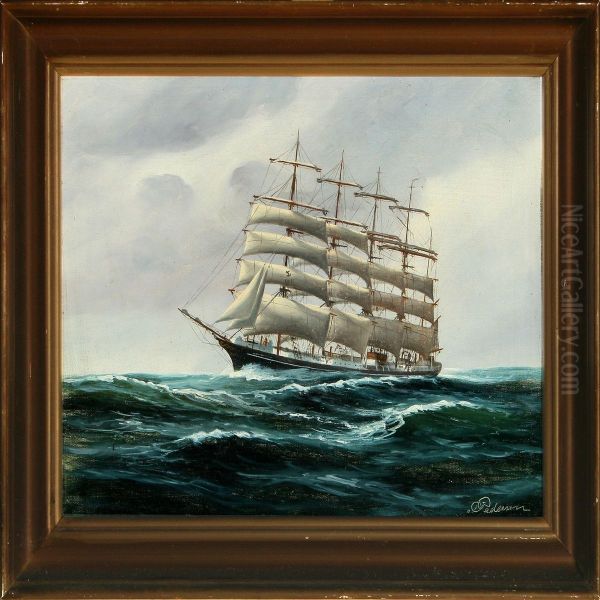 Ship Portrait Of The Danish Training Ship Kobenhavn Oil Painting by Peder Christian Pedersen