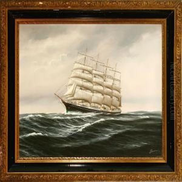 Ship Portrait Of The Danish Training Ship Kobenhavn Oil Painting by Peder Christian Pedersen