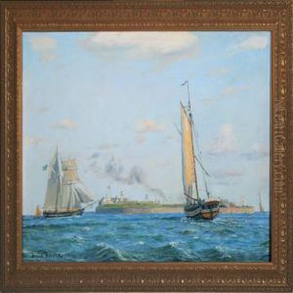 Trekroner With The Entrance To Copenhagen Harbour Oil Painting by Thorolf Pedersen