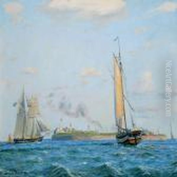 Trekroner With The Entrance To Copenhagen Harbor Oil Painting by Thorolf Pedersen