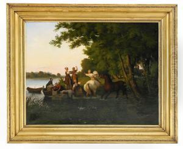 Strandkant Med Tvatterskor Oil Painting by Vilhelm Thomas Pedersen