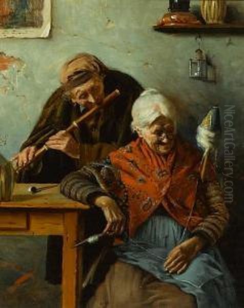 A Musical Interlude Oil Painting by Pio Pedersoli