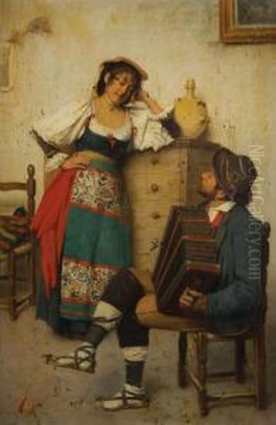 The Flirtation Oil Painting by Pio Pedersoli