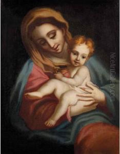 Madonna Con Il Bambino Oil Painting by Domenico Pedrini