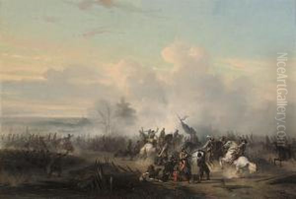 In The Midst Of The Skirmish Oil Painting by Dominicus Antonius Peduzzi