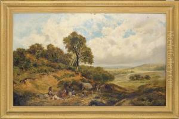 Travellers Resting In An Encampment Oil Painting by James Peel