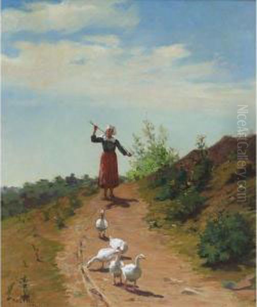 Bringing Home The Flock Oil Painting by Paul Peel