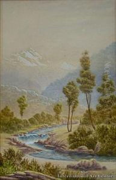 Southern Mountain And Stream Oil Painting by Tom Peerless