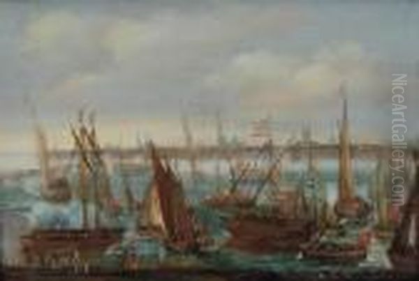 View Of The Port Of Antwerp During The Celebrations Of The Taking Of Breda Oil Painting by Bonaventura, the Elder Peeters