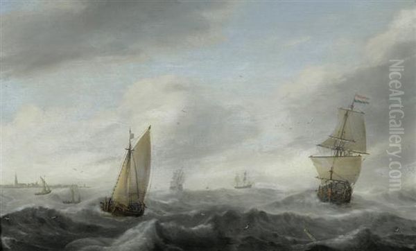 Marine With Shipwrecked Figures Oil Painting by Bonaventura, the Elder Peeters