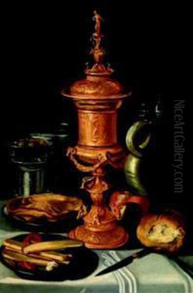 Natura Morta Con Vaso In Metallo Sbalzato Oil Painting by Clara Peeters