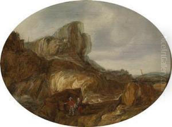 Mountainous Landscape With Figuralstaffage Oil Painting by Gillis Egidius I Peeters