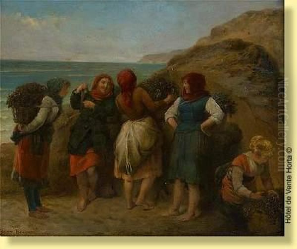 Conversation Des Ramasseuses De Varechs Oil Painting by Bernard Pegot