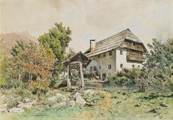 Bauernhaus Oil Painting by Eduard Peithner Von Lichtenfels