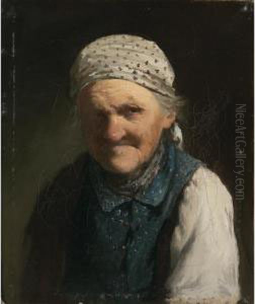 Portrait Of An Old Woman Oil Painting by Ivan Andreevich Pelevin