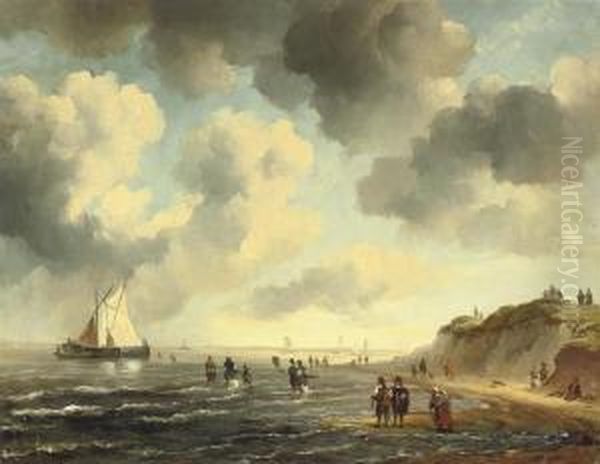 Embarking On A Sunny Day Oil Painting by Jacobus Pelgrom