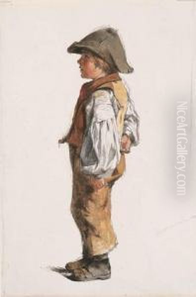 Portrait Of A Boy In A Brown Hat Oil Painting by James Ii Pelham