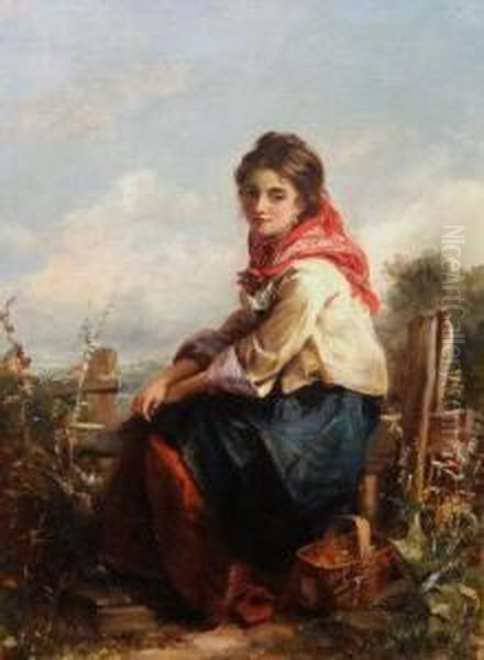 A Lady Resting By A Stile Oil Painting by Thomas Kent Pelham